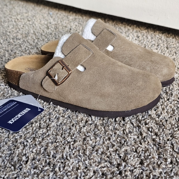 Birkenstock Shoes - BIRKENSTOCK - Boston Soft Footbed Suede Leather - Taupe -  EU 35, 225  L 4-US4.5